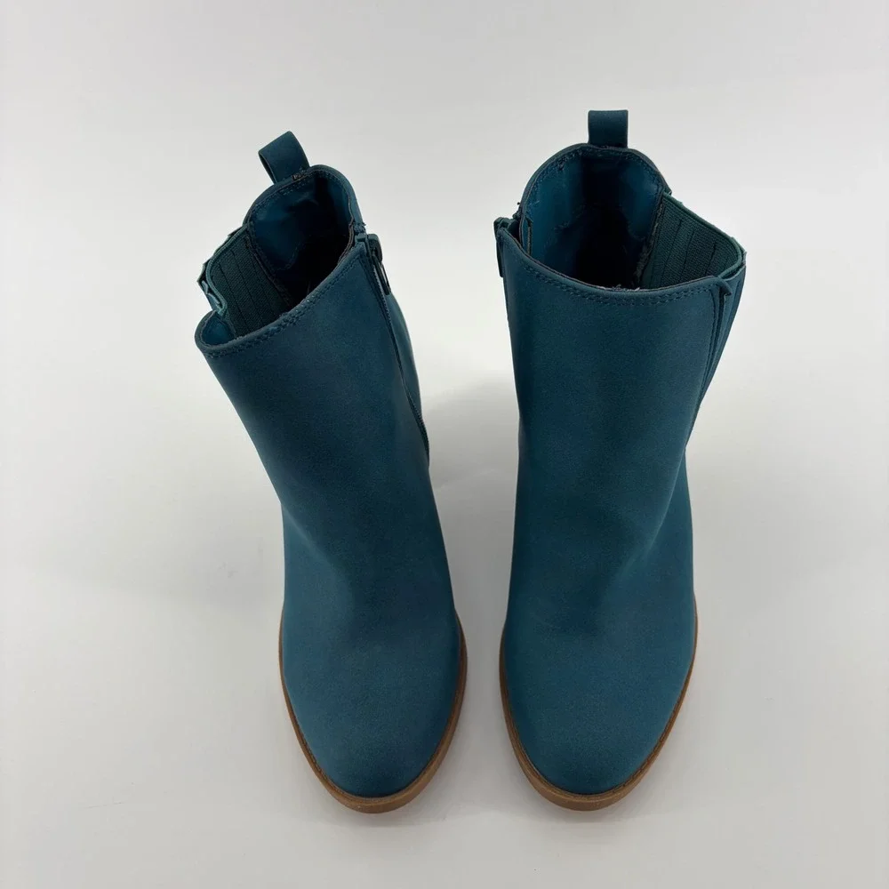 Serra‎ Teal Blue Suede Chelsea Block Heel Ankle Boots Size 8 - Picture 4 of 8